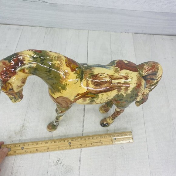 Patchwork MARE HORSE Grassland With Multi Colored Horse 10" Tall Resin Figurine - Picture 9 of 13